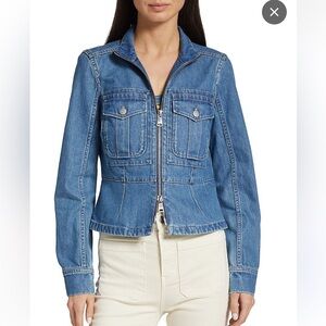 NWT $468 VERONICA BEARD Antonia Cropped Denim Jacket, Size Small, 100% COTTON